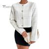 Women Coat Collarless Single-breasted Long Sleeves Short Type Business Style Commuting Jacket Spring Fall Outerwear