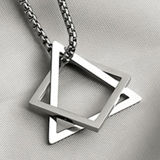 Men Necklace Triangle Square Pendant Necklace Dating Work Party Versatile Style Necklace Clothing