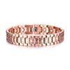 [Rockyu] Men's Popular Magnetic Bracelet In 18K Pink Gold with Germanium Bangle, Anti-Static, Hypoallergenic (Stylename Eight)