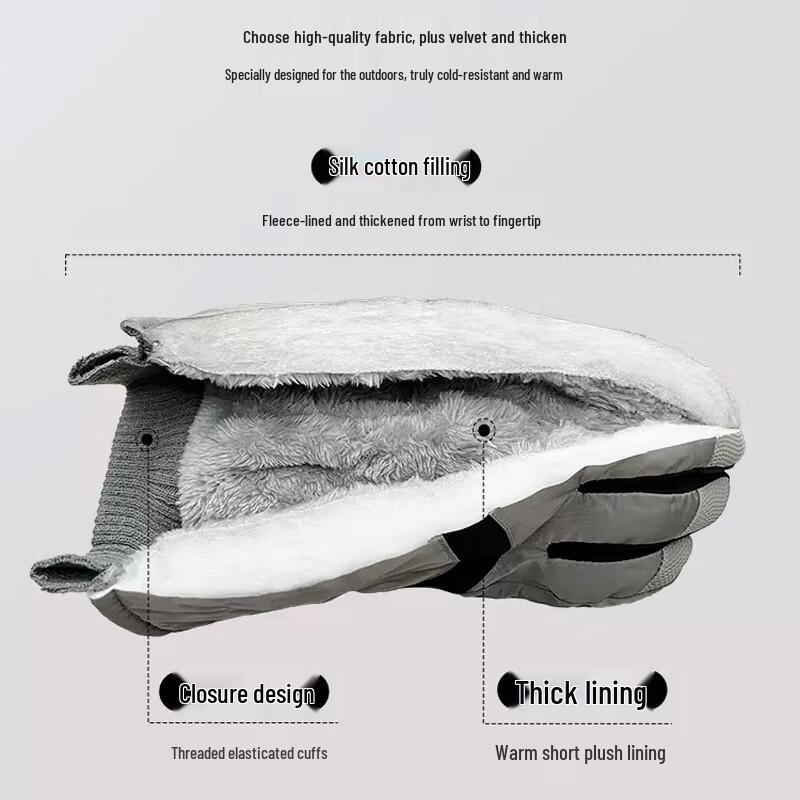 Nanjiren Unisex Winter Fleece-Lined Ski & Cycling Touchscreen Gloves