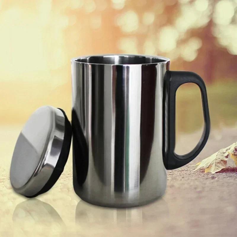 350/500ml Double Wall Anti Scalding Coffee Mug Insulated Portable Stainless Drink Cup Drinking Steel Polishing Beer Tea Juice