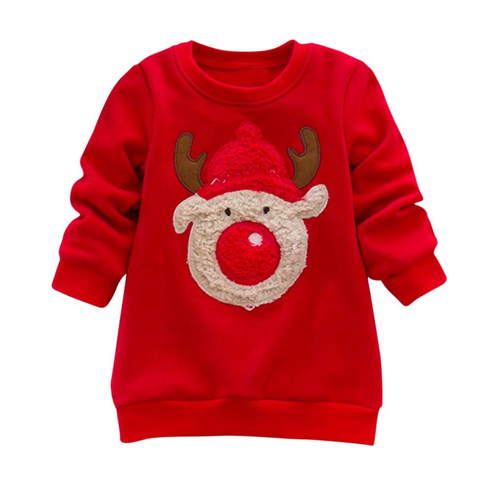 Toddler Baby Long Sleeve Print Christmas Deer Tops Sweatshirt