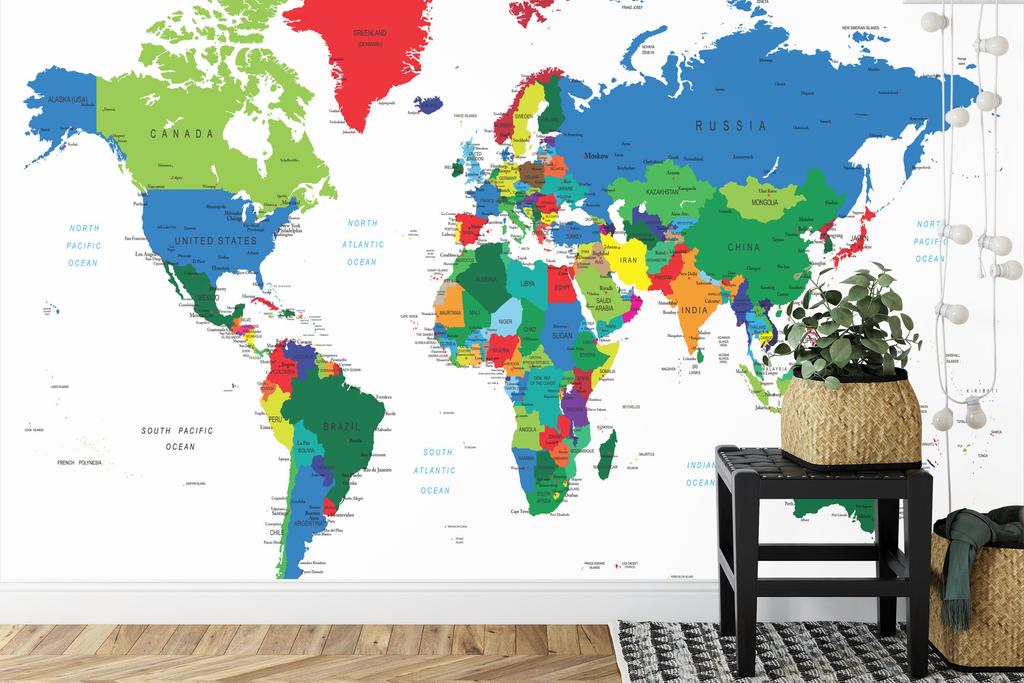 Photomural World Map Washable Fleece 520x318