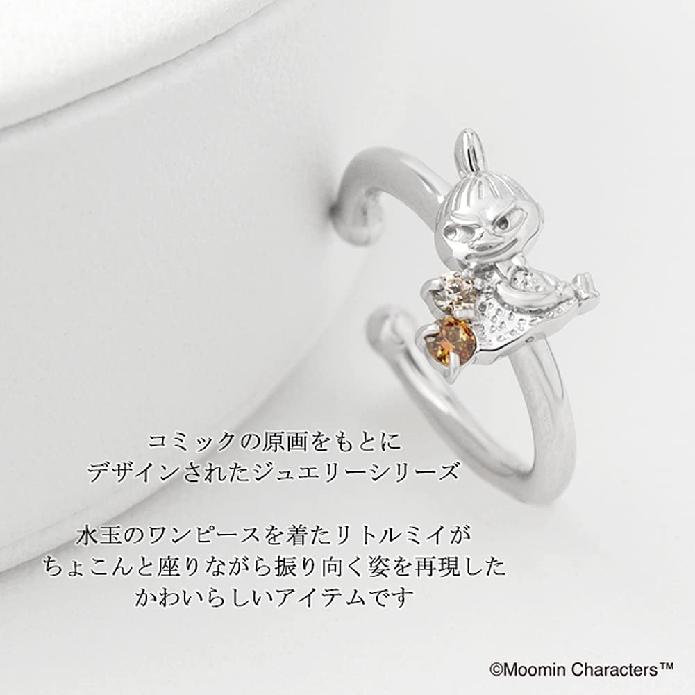 [Shinjuku Gin No Kura] Moomin Little My Ear Cuff (Single Ear) for Women, 925 Sterling Silver with Zirconia, Non-Pierced Earring, Official