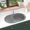VidaXL Kitchen Sink In Granite Single Bowl Oval Grey Decor Kitchen Home 142959