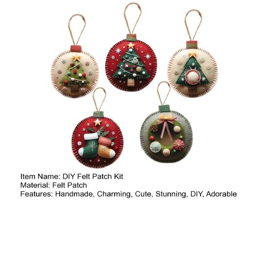 DIY Christmas Felt Patch Kit Holiday Craft Set with Pre-Cut Felts Sheet Handmade Fabric Sewing Crafting Supplies for Tree Home Decor