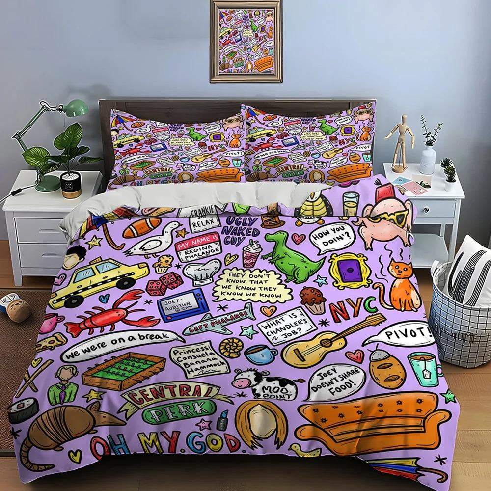 Friends Printed Bedding Set Friends Season Bedding Set Comfortable Adult Children Luxury Tv Program Pattern Full Size