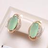 Oval Green Zircon Dangle Earrings For Women Elegant Vintage Daily Jewelry