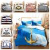 3D Single/double Bed Ship Anchor Bedding Set for Boys' Room Down Duvet Cover 2/3pcs DE135 * 200 Full Size Microfiber Soft Home Textile