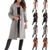 Women's Fashion Casual Woolen Solid Color Long Coat