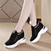 High Heeld Wedge Breathable Women's Shoes Summer New Black White Shoes Hidden Wedges Heel 8cm Casual Lace Up Platform Increase Sneakers Woman
