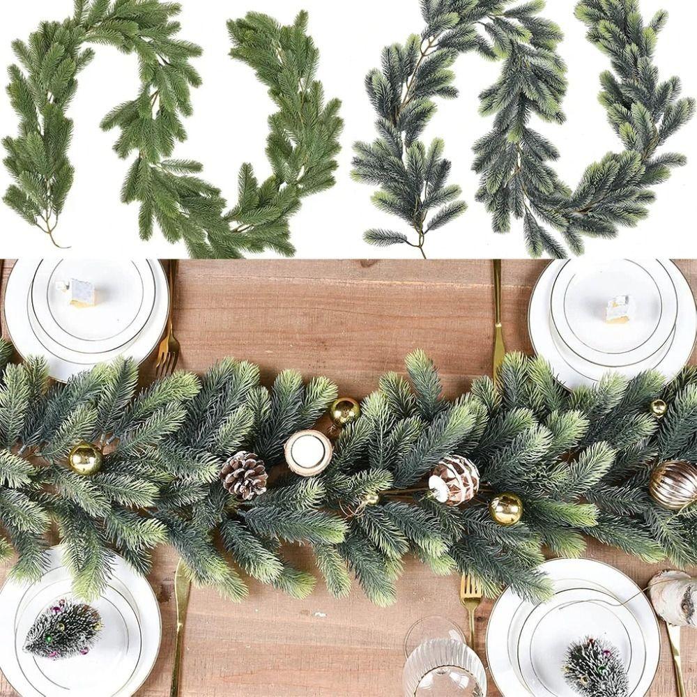 Real Touch Artificial Pine Garland 2M Winter Pine Garland Faux Greenery Garland Fireplaces