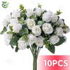 Головы Искусственный цветок Шелковая роза Белые листья эвкалипта Букет пионов Искусственный цветок для свадебного стола Ваза для вечеринки Домашний декор