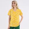 Plus Size Printed Scrub Working Uniform Tops For Women's V-Neck Short Sleeve Fun T-Shirts Workwear Tee With Pockets