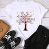(Asian Size) Fashion Tree Trend Butterfly Style Cute Print Female Casual Women's Top Casual T Clothing Graphic Tee Short Sleeve T-shirt