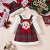 Christmas Boy Girl And Baby Long Sleeve Cartoon Clothes Strap Skirt Hairband Three Piece Set