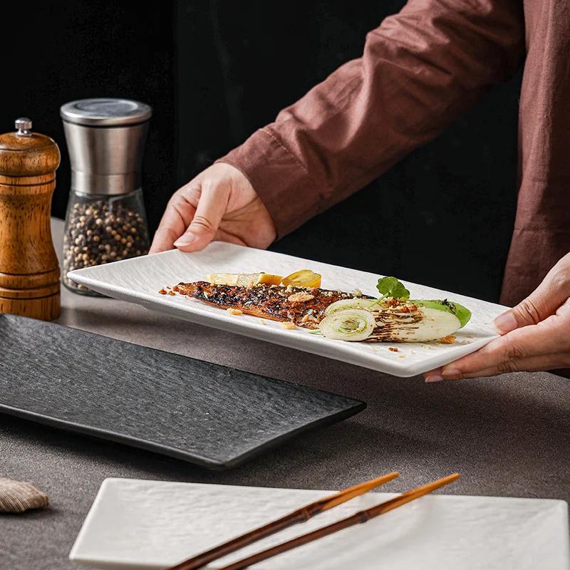 Japanese Ceramic Sushi Plate Creative Rectangular Plate Breakfast Dessert Plate Sashimi Restaurant Tableware