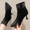 Bling Sexy Women Ankle Boots High Heels Pointed Toe Shoes Winter Designer 2025 Trend Chelsea Casual Party Snow Pumps Botas Mujer