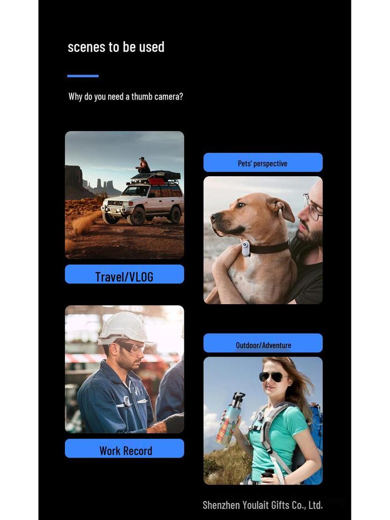 Спортивная мини-камера 1080P: Портативная уличная экшн-камера для велоспорта и домашних животных