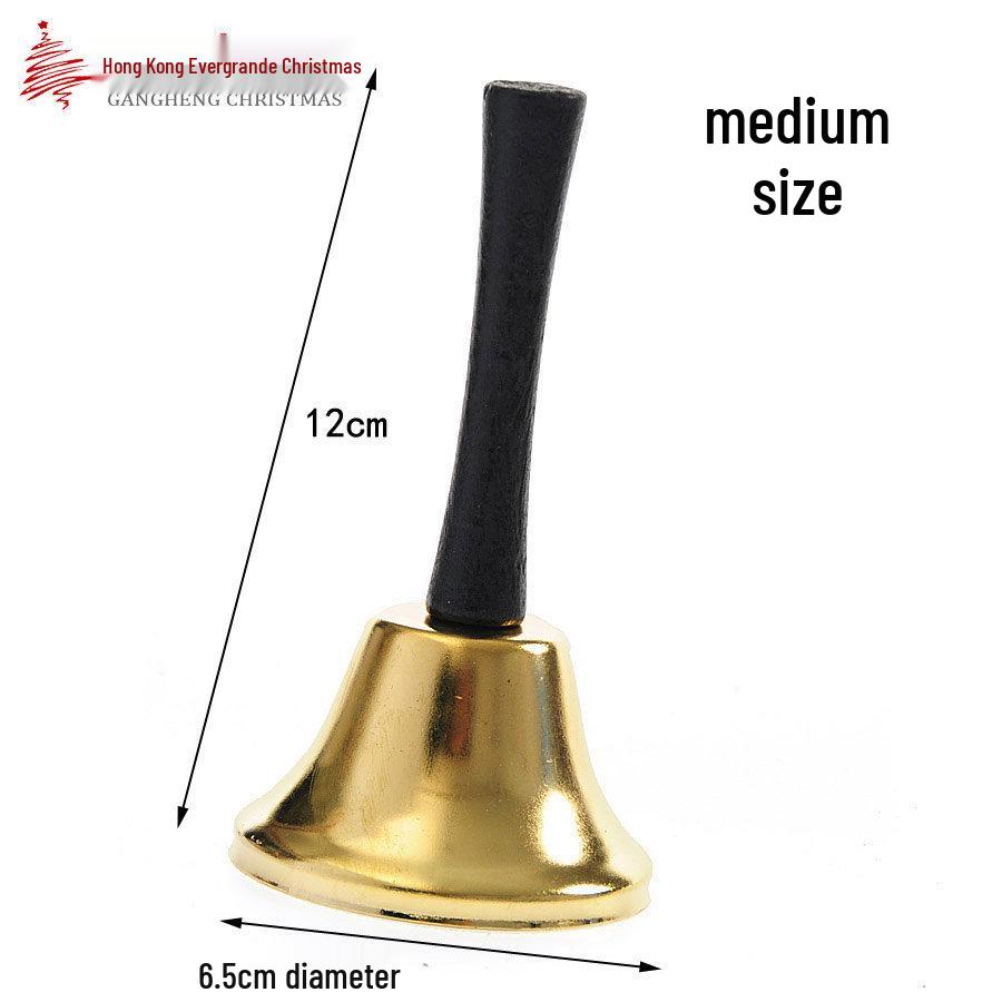 Рождественский золотой металлический колокольчик с деревянной ручкой - Праздничные украшения