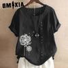 Women's Fashion Casual Summer Floral Print Short Sleeve O-Neck Blouses & Shirts