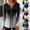 Women's Printed Bell Sleeve Button Collar Button Print Long Sleeve Holiday Basics Tunic Slim Top Print Ethnic Top Summer T-Shirt