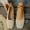 New Women Squaer Toe Flat Shoes Solid Color Knitted Slip On Shoes Casual Breathable Ballet Flats Women Flats Shoes Loafers Women
