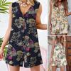 Women's Floral Summer Jumpsuit - Loose, Casual Beach Tank & Shorts