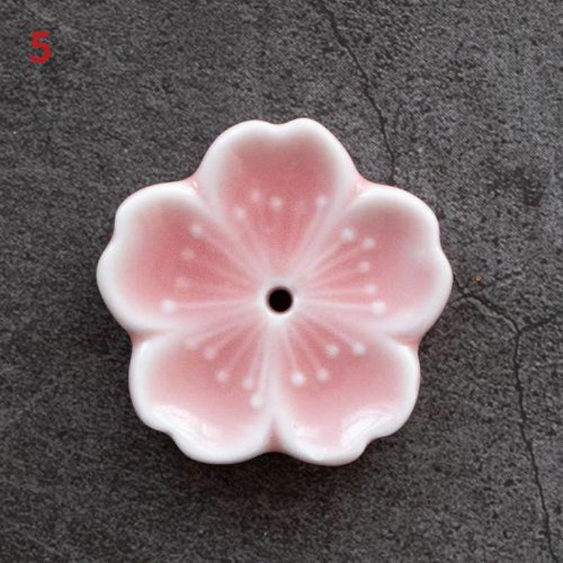 2pcs Ceramic Cherry Blossom Incense Burner Home Decor Incense Stick Holder Aromatherapy Office Teahouse Living Room Ornament