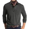 Men's Spring And Autumn Solid Color T-shirt Lapel 3 Button Open Placket Button Long Sleeved Top
