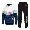 Men FABIO QUARTARARO WITH SIGNATURE Tracksuits Two Piece Set New Three Color Patchwork Hoodie Pant Fshion Casual Sportswear