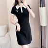 Big Size Pencil Dress Plus Size Women's Dress POLO Neck Contrast T-Shirt Dress