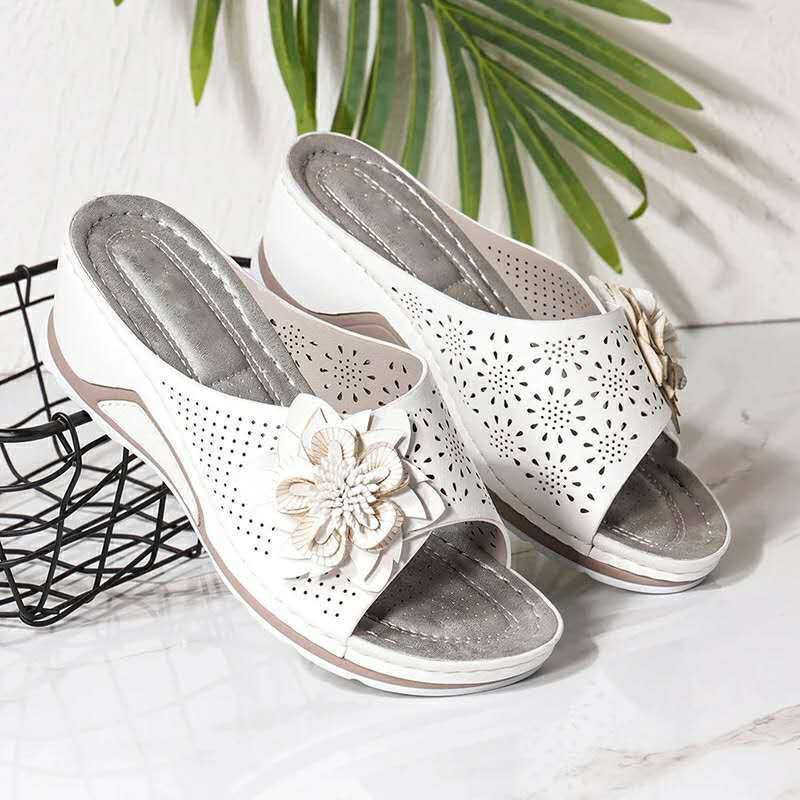 Women Sandals Summer Slippers Ladies Hollow Floral Sandals Wedges Platform Sewing Slides Female Zapatos De Mujer Sandalias