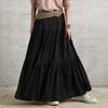 Women Cotton A-line Skirts Summer Loose Casual Elastic Waist Long Skirts ZANZEA