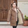 2025 New Women's Winter Padded Jacket Middle-aged and Elderly Hooded Fleece Thick Parkas Warm Loose Long Overcoat Large Size
