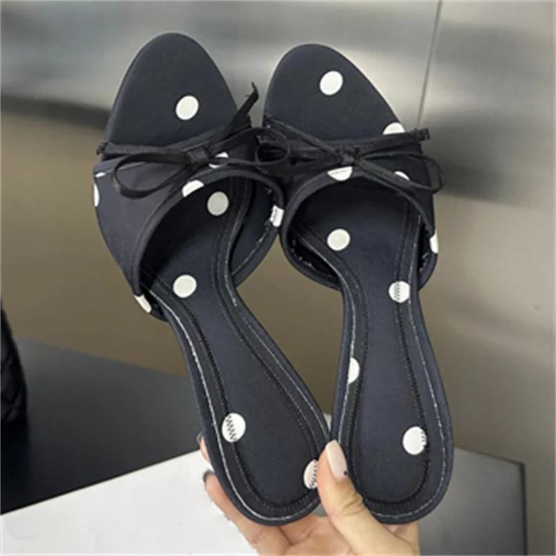 Eilyken Design Butterfly-kont Thin Heels Women Slippers Summer Open Toe Stripper Party Slides Shoes