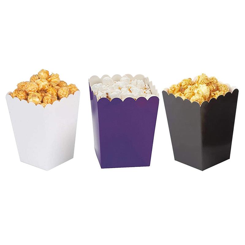 10Pcs/Set Disposable Pure Mini Paper Popcorn Box Snack Candy Box Gift For Wedding Birthday Party Treat Supplies
