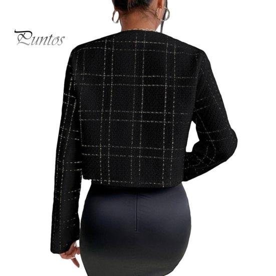 Women Coat Collarless Single-breasted Long Sleeves Short Type Business Style Commuting Jacket Spring Fall Outerwear