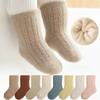 Autumn Winter New Baby Socks Thicken Velvet Terry Newborn Boy Girl Warm Stockings Solid Knitted Infant Children Mid Tube Socken