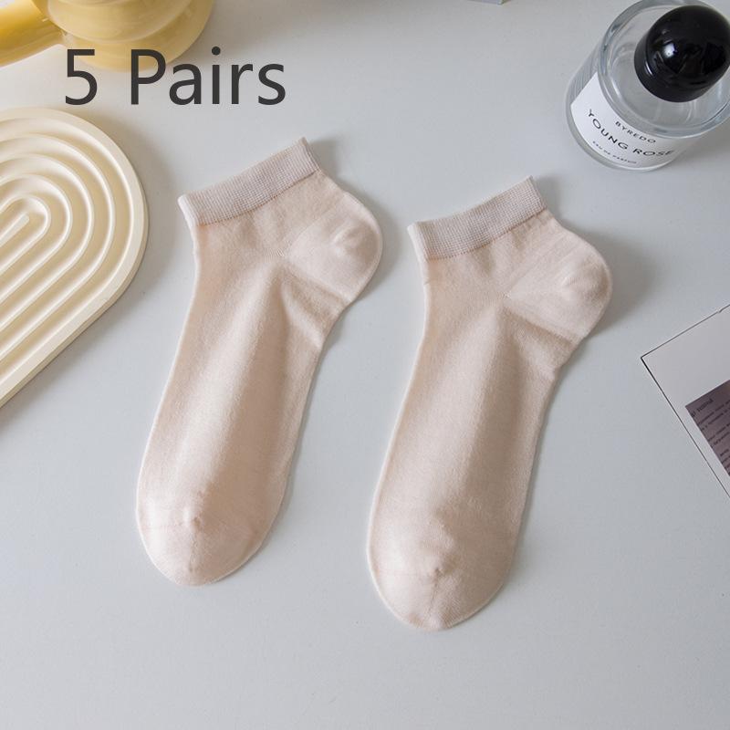 5 Pairs of Mulberry Silk Socks Women's Summer Thin Socks Sweat Absorbent Breathable Anti-pilling Anti-odour Antibacterial Boneless Socks