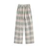 Retro Plaid Pants Children's New Autumn and Winter High-waisted Straight-leg Pants Loose Casual Velvet Wide-leg Pants