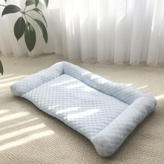 Pet Cooling Mat Dog Ice Silk Cooling Pad Washable Sleeping Mat Summer Dog Bed with Raised Edges for Cats Hot Days Use