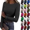 Women's  And Winter Slim Bottom T-shirt Fashion Casual Solid Color O-Neck Pullover Long Sleeve Top