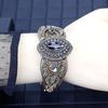 Gray Crystal Bangle for Women Antique Gold Color Charm Cuff Bracelets