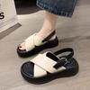 Sandals Women's Summer 2025 New Fashion High-end Thick-soled Versatile Casual Roman Shoes Stepping On Shit Cloud Bread Shoes