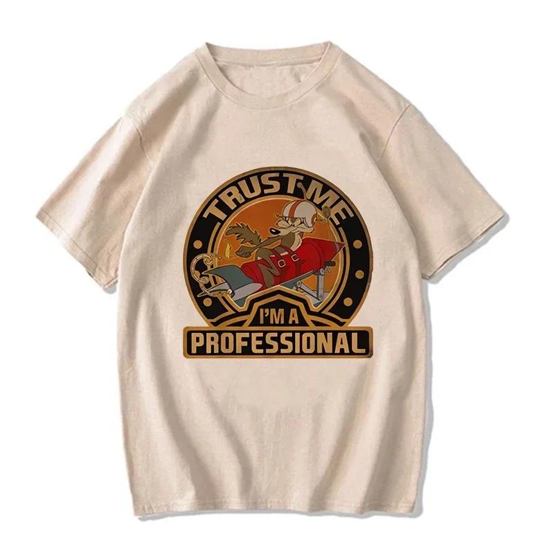 Unisex Funny Wile E Coyote Tee Shirt Unisex Women Cartoon Casual T-shirt Graphic EU Size Tops Streetwear Y2k Tshirt Hip Hop Gothic Clothes