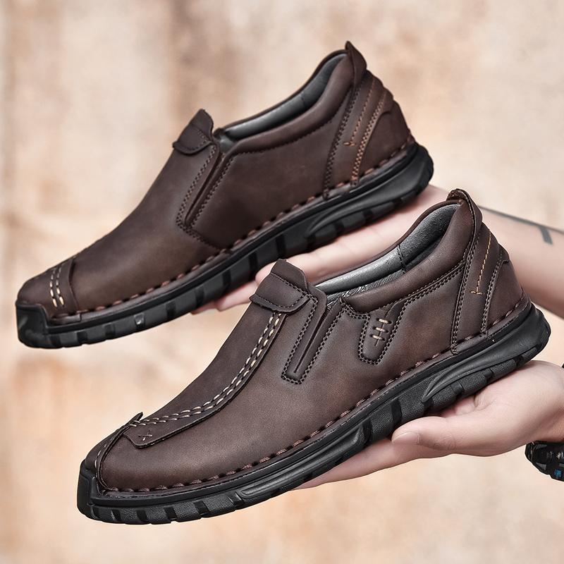 38-46 Retro Cow Leather Shoes Men Loafers Handmade Casual Leather Shoes Moccasins Men Flats Shoes