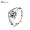 Lindon Classic Copper Alloy Zircon Ring Ladies Jewelry Wedding Promise Party Gift