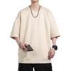 FLYSKY Short Sleeve Suede Oversized Faux Solid Loose Soft Men's T-Shirt, Silhouette, 5/8 Sleeves, Summer, Suede, Color, Fit,