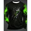 3D Printed Flame Scratch Pattern Autumn Men's Crew Neck T-Shirt Casual Long Sleeve Oversized Pullover Fashion Tops